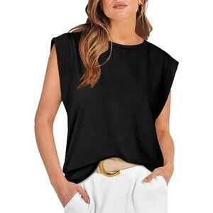 Black Cap Sleeve Top - Size Medium